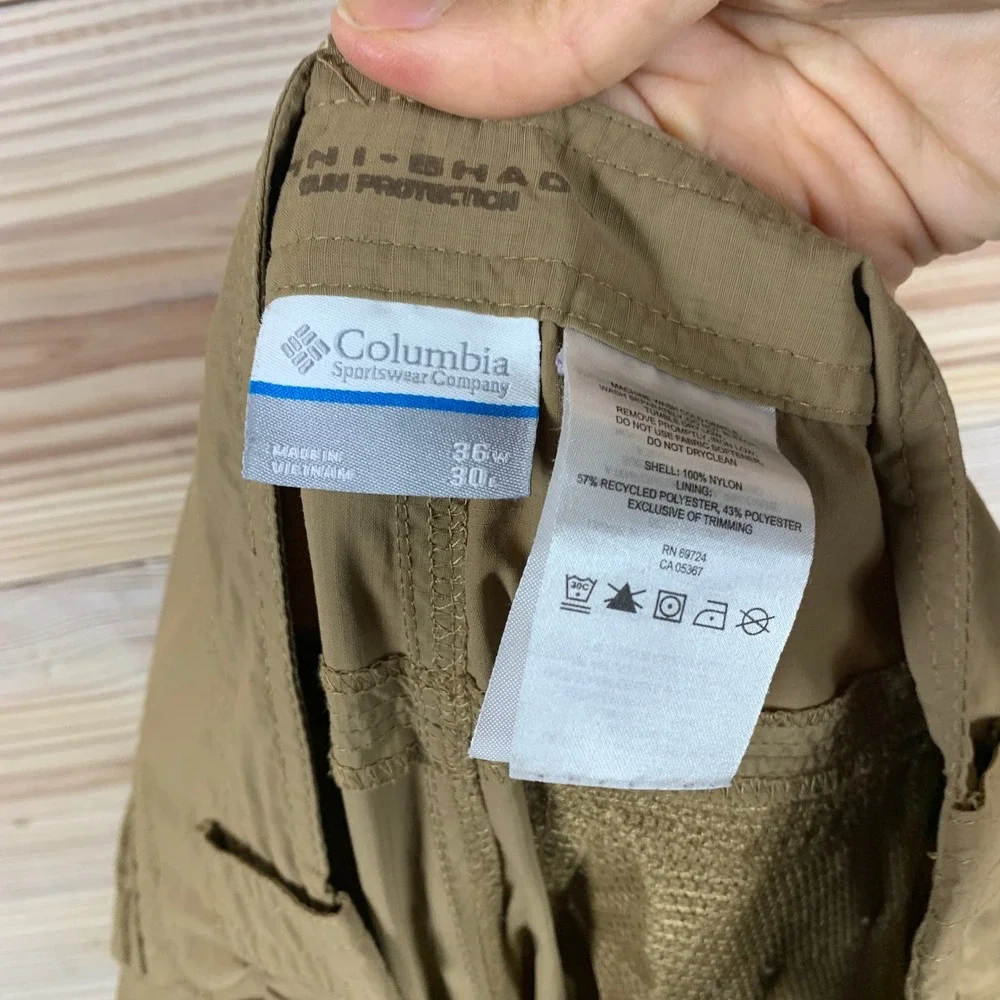 Columbia‎ Convertible Cargo Pants Mens 36x30 Hiking Omni-Shade Zip Off Utility